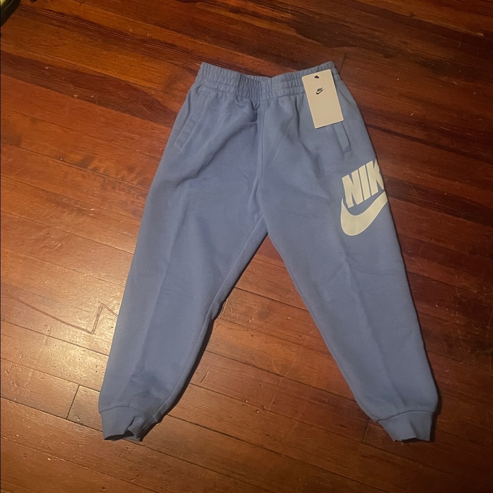 Nike Light Blue Joggers with White Logo Kids size 7